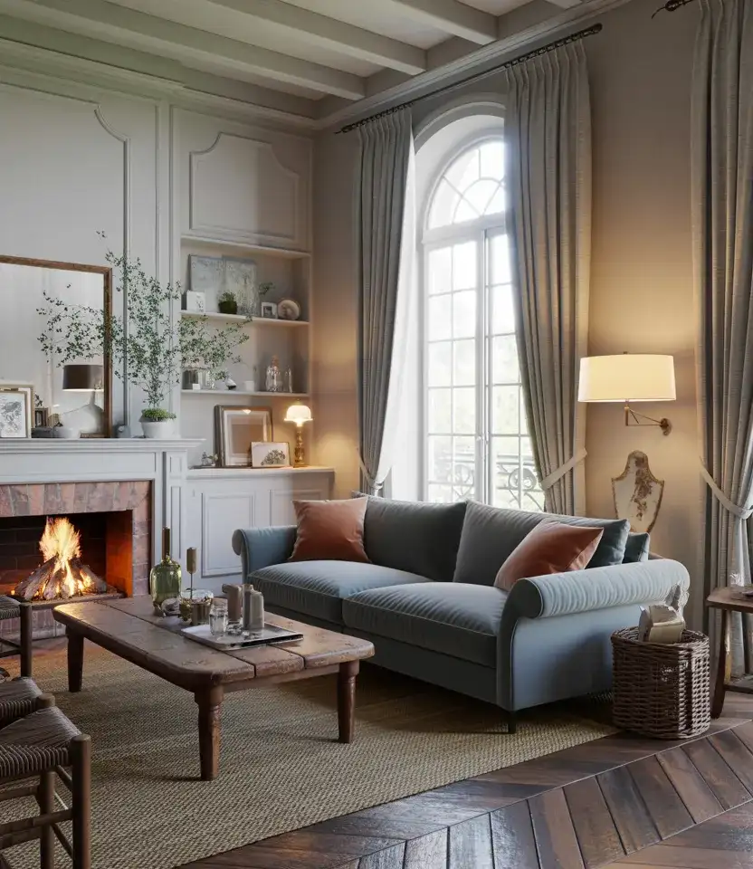 Blue Furniture French Country Living Room 1