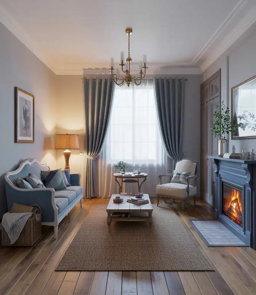 Blue Furniture French Country Living Room 2