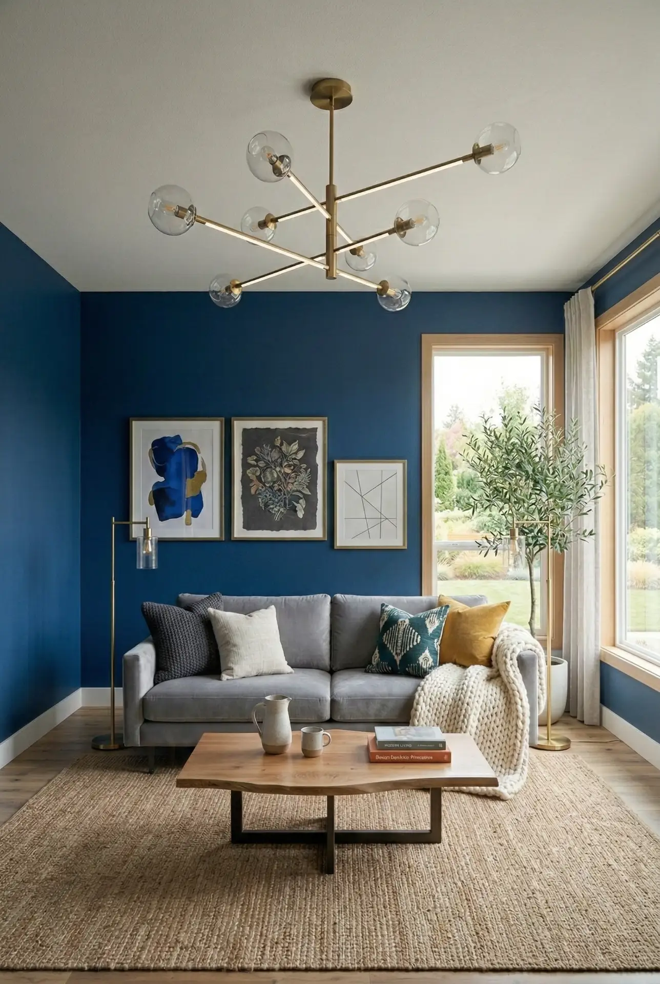 Blue Walls with Sculptural Ceiling Drama 1