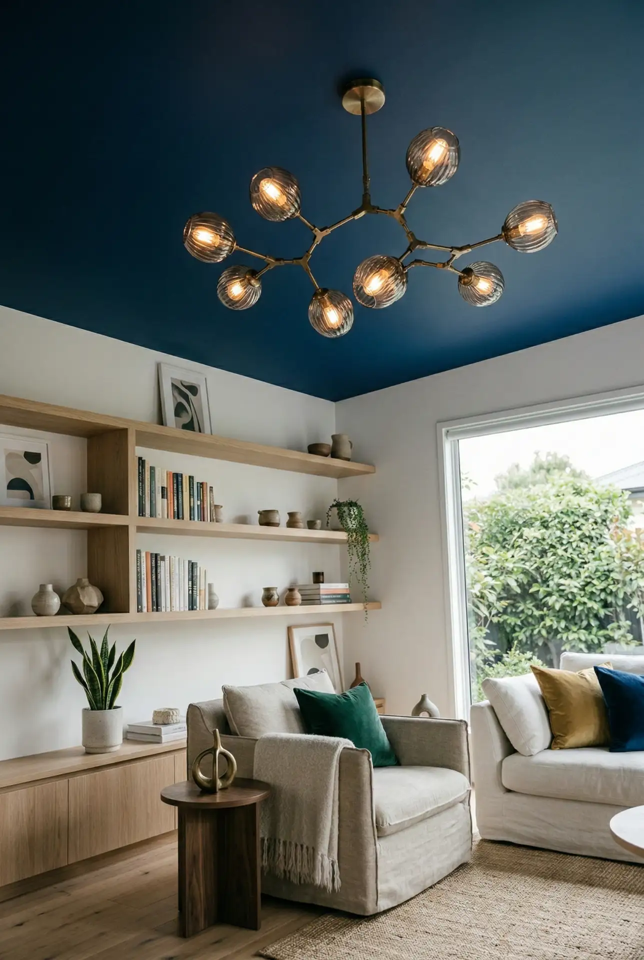 Blue Walls with Sculptural Ceiling Drama 2