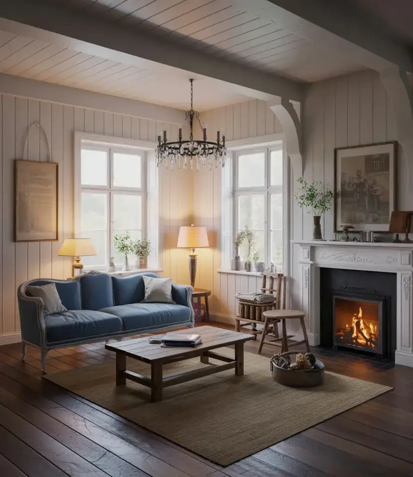 Blue and Rustic French Country Living Room 1