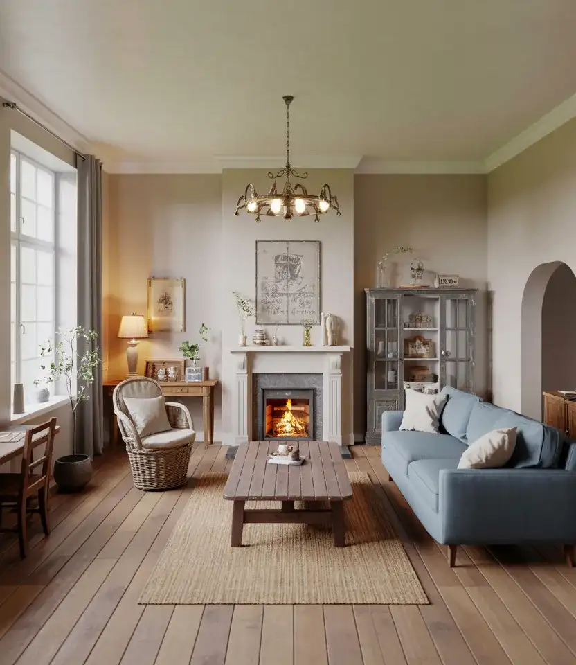 Blue and Rustic French Country Living Room 2