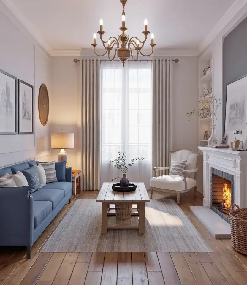 Blue and White French Country Living Room 2