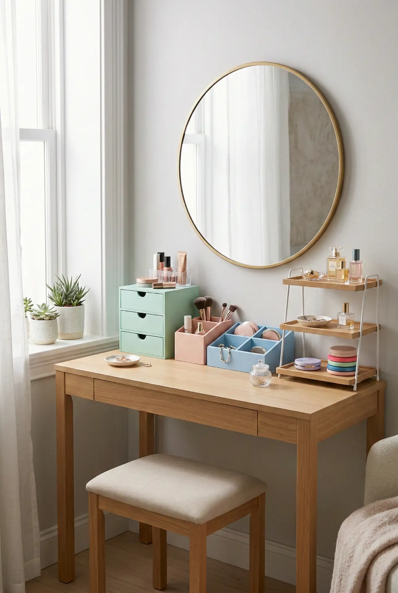 Bright Aesthetic DIY Vanity Desk 1