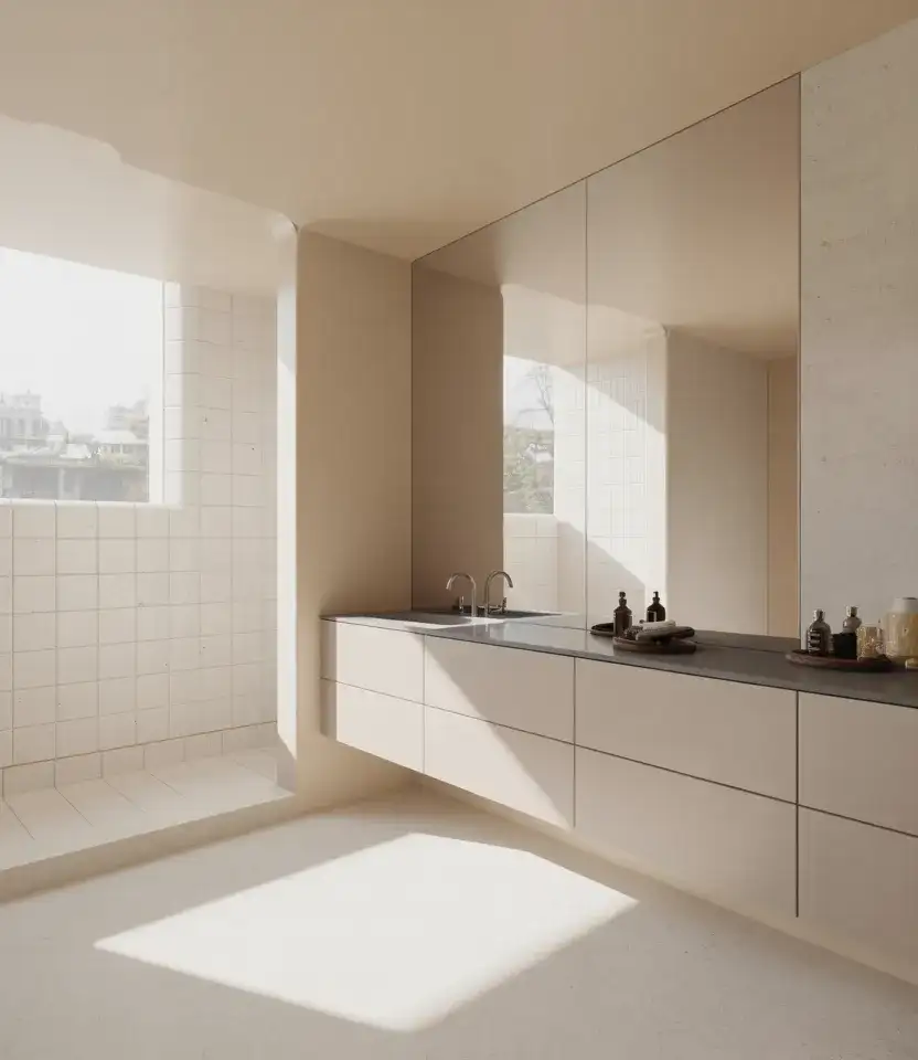 Bright Minimalist Bathroom With Soft White Palette 2