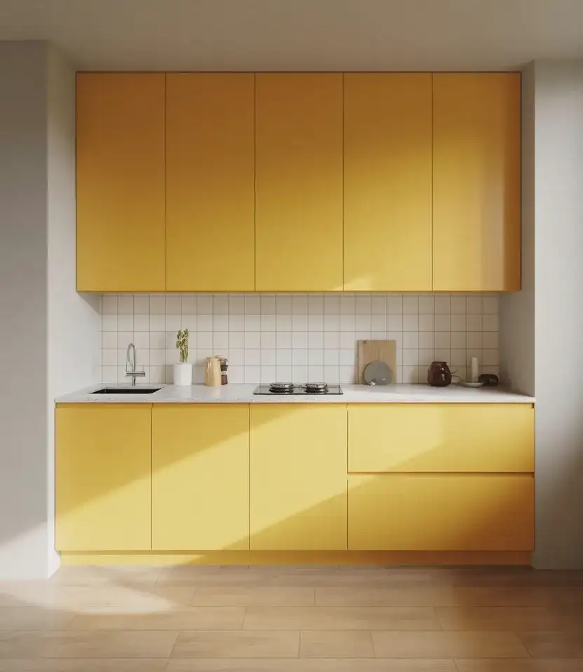 Bright Yellow Minimalist Kitchen 1