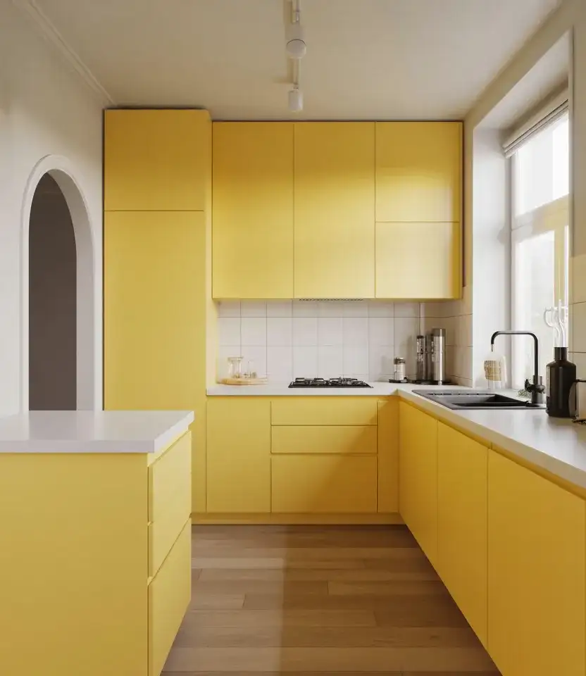 Bright Yellow Minimalist Kitchen 2