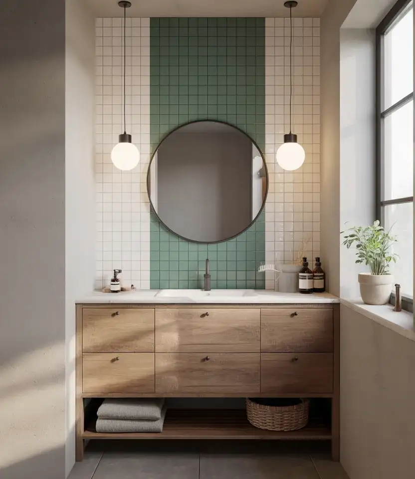 Budget-Friendly DIY Tile Accent Bathroom 1