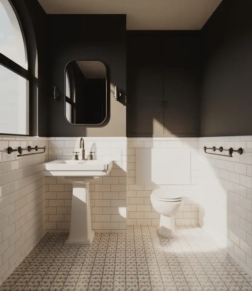 Compact Black And White Half Bathroom 2