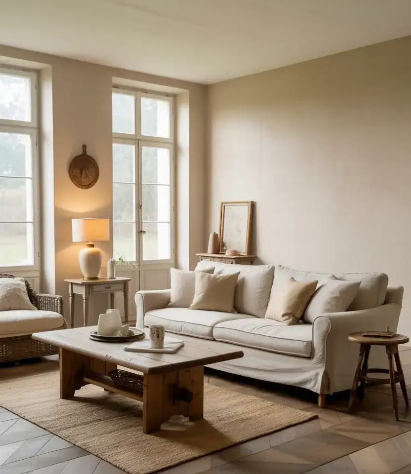 Cozy Neutral French Country Living Room 2