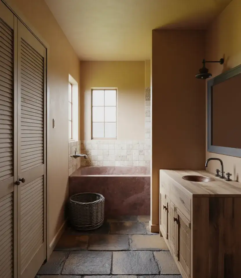 Cozy Rustic Small Bathroom With Stone Tile 2