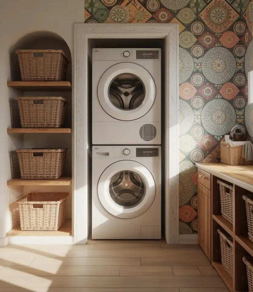 Creative Wallpaper Laundry Closet 1