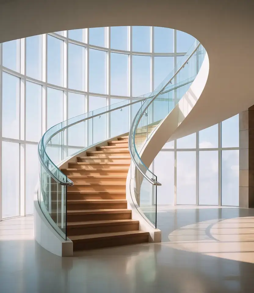 Dramatic Curved Glass Staircase 1
