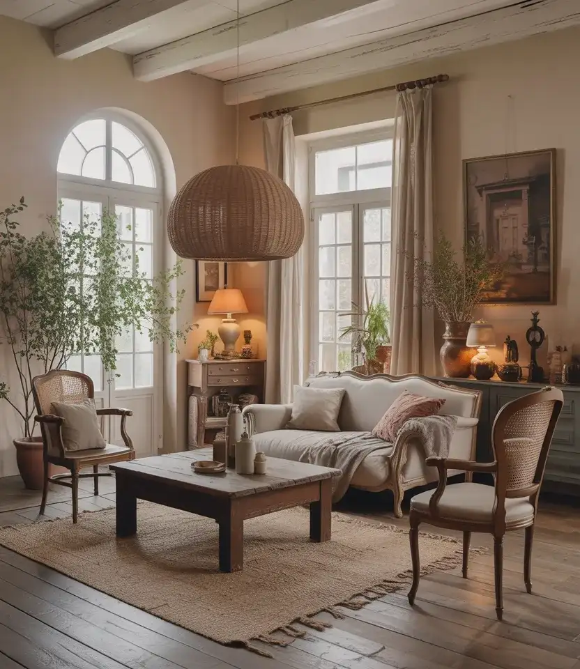 Eclectic Rustic French Country Living Room 2