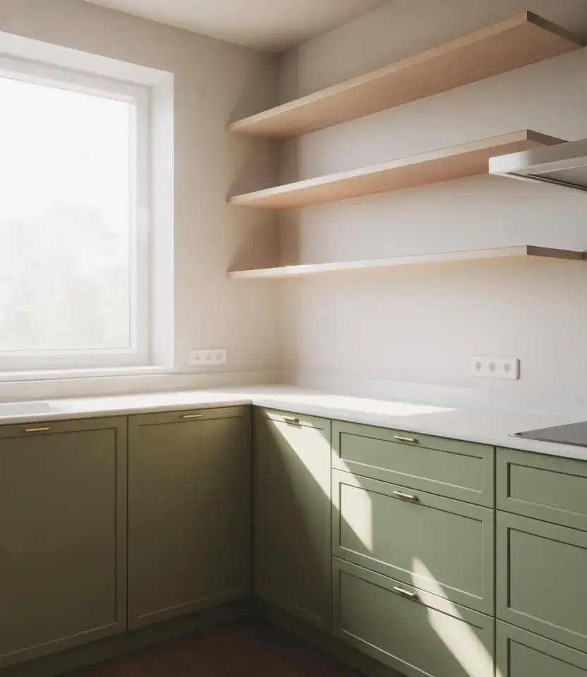 Green And Wood Scandinavian Cabinets 1