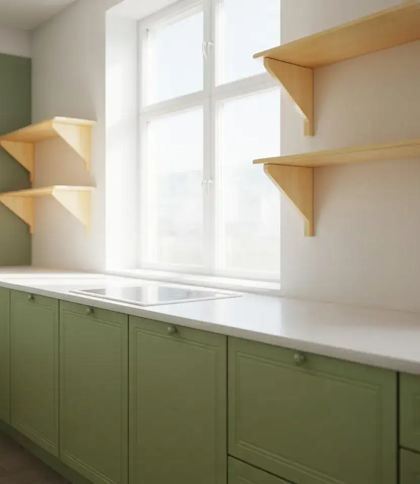 Green And Wood Scandinavian Cabinets 2