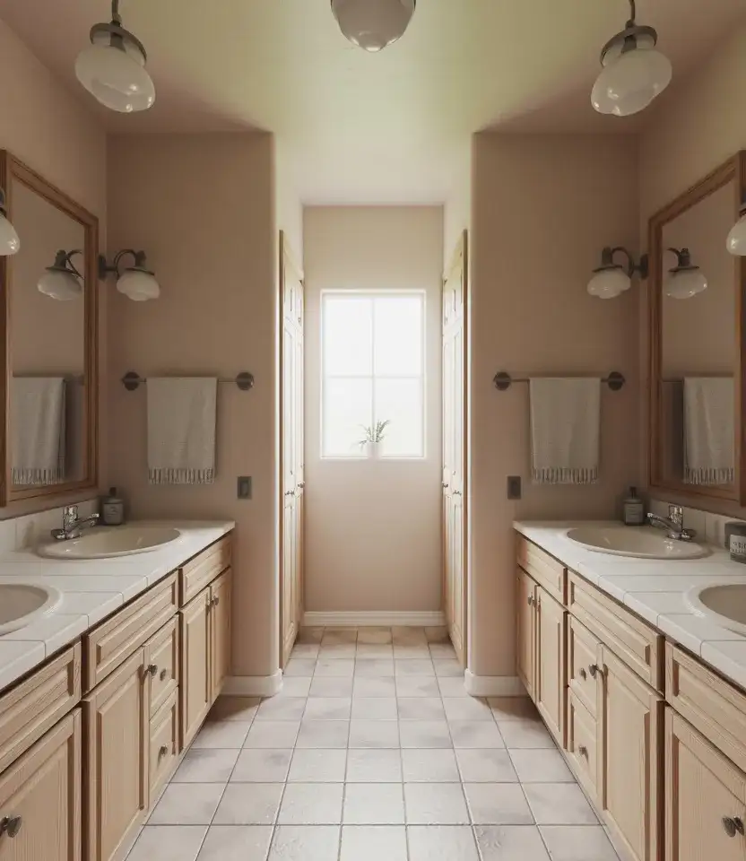Jack And Jill Bathroom With Double Vanity Layout 2