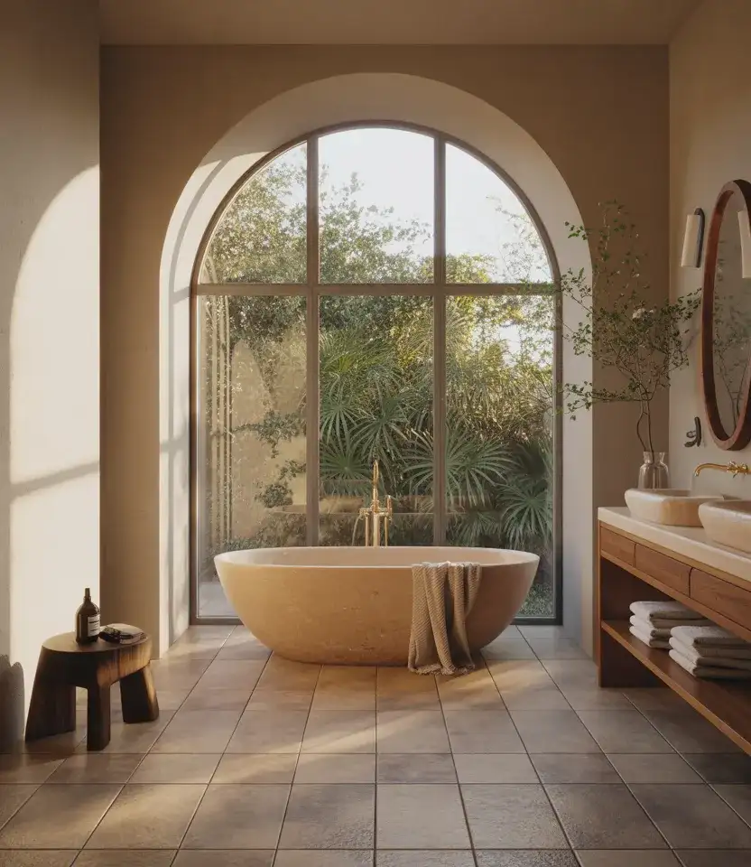 Large Modern Bathroom With Freestanding Tub 1