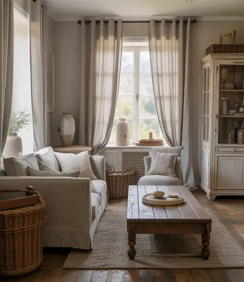 Light Curtains French Country Living Room 2