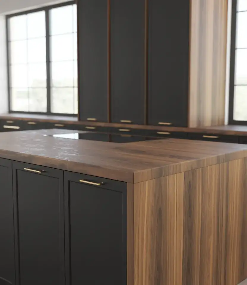 Modern Black And Wood Cabinet Contrast 1