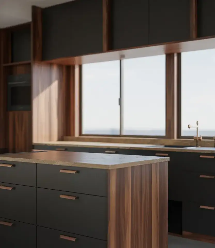 Modern Black And Wood Cabinet Contrast 2