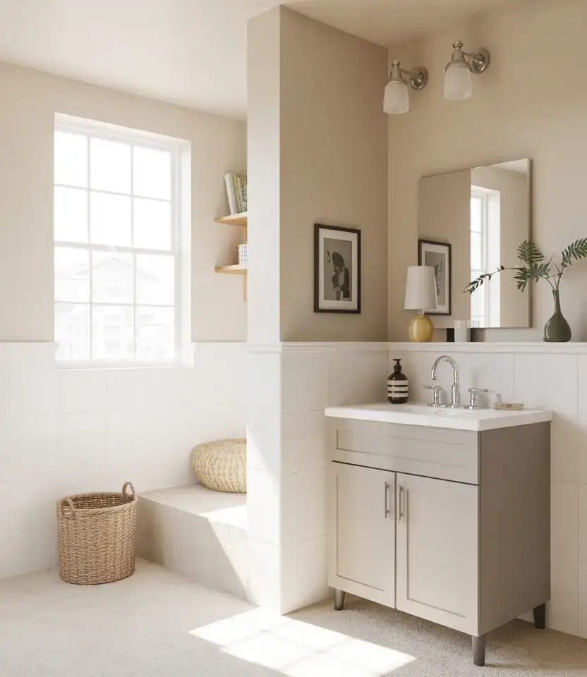 Modern Budget-Friendly Bathroom With Simple White Palette 2