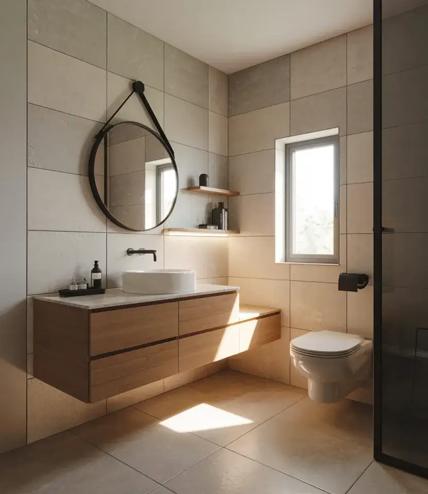 Modern Small Space Bathroom With Floating Vanity 1