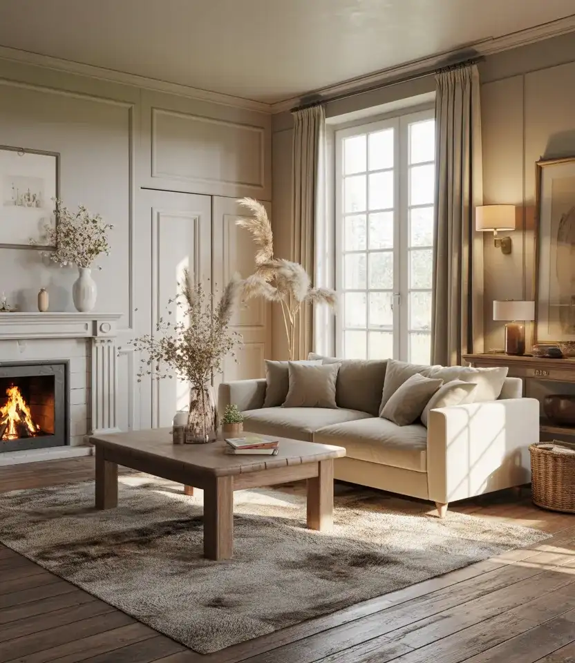 Neutral Color Schemes French Country Living Room 1