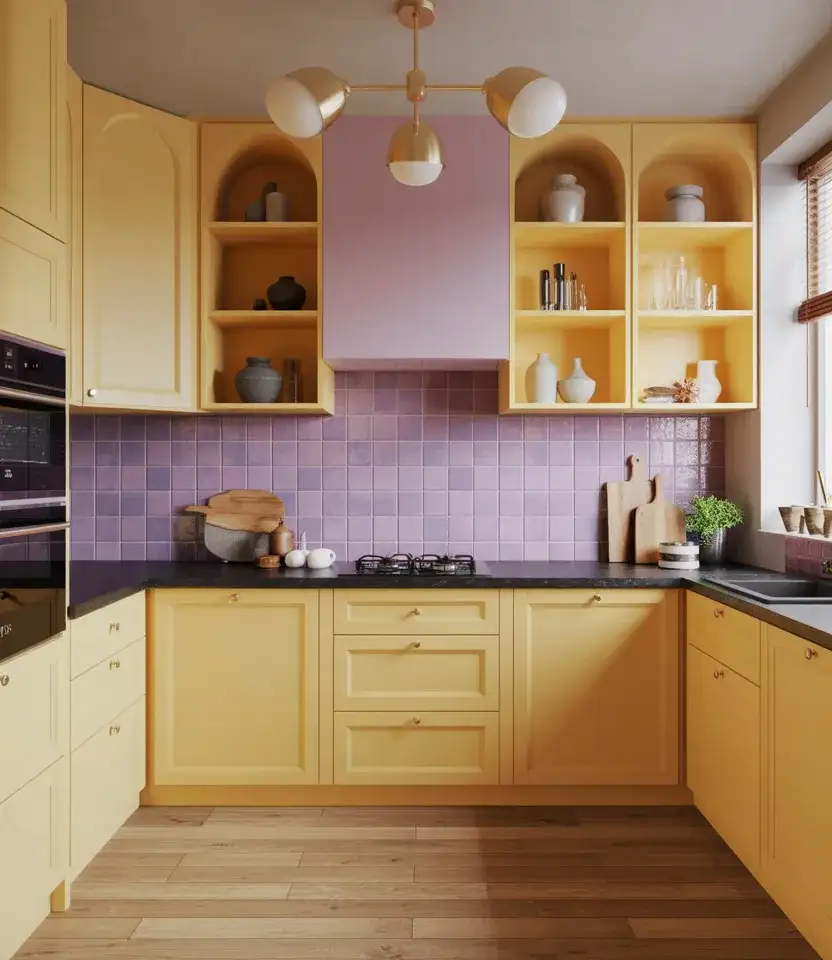 Purple And Yellow Artistic Kitchen 1