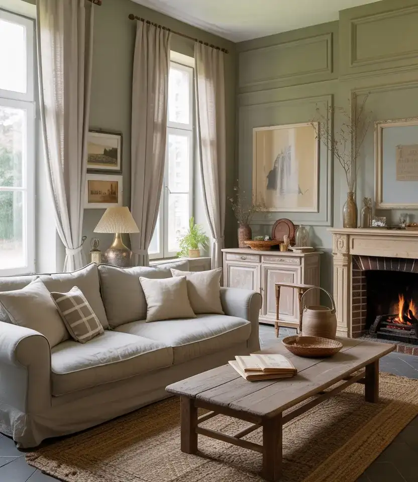 Sage Green French Country Living Room 1