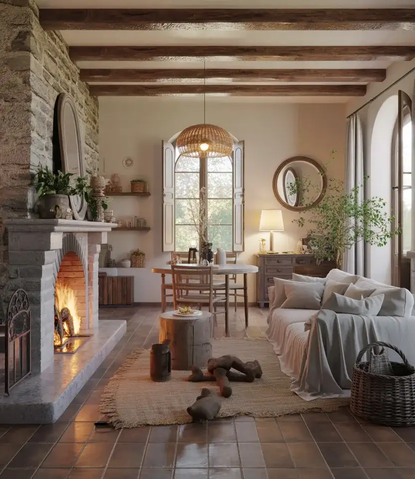 Traditional Fireplace French Country Living Room 1