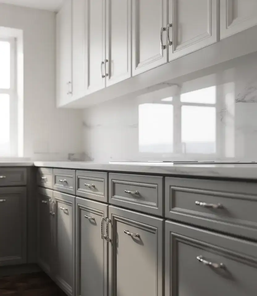 Two Tone Gray And White Cabinet Layout 1