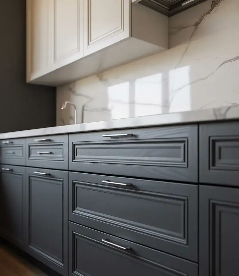 Two Tone Gray And White Cabinet Layout 2