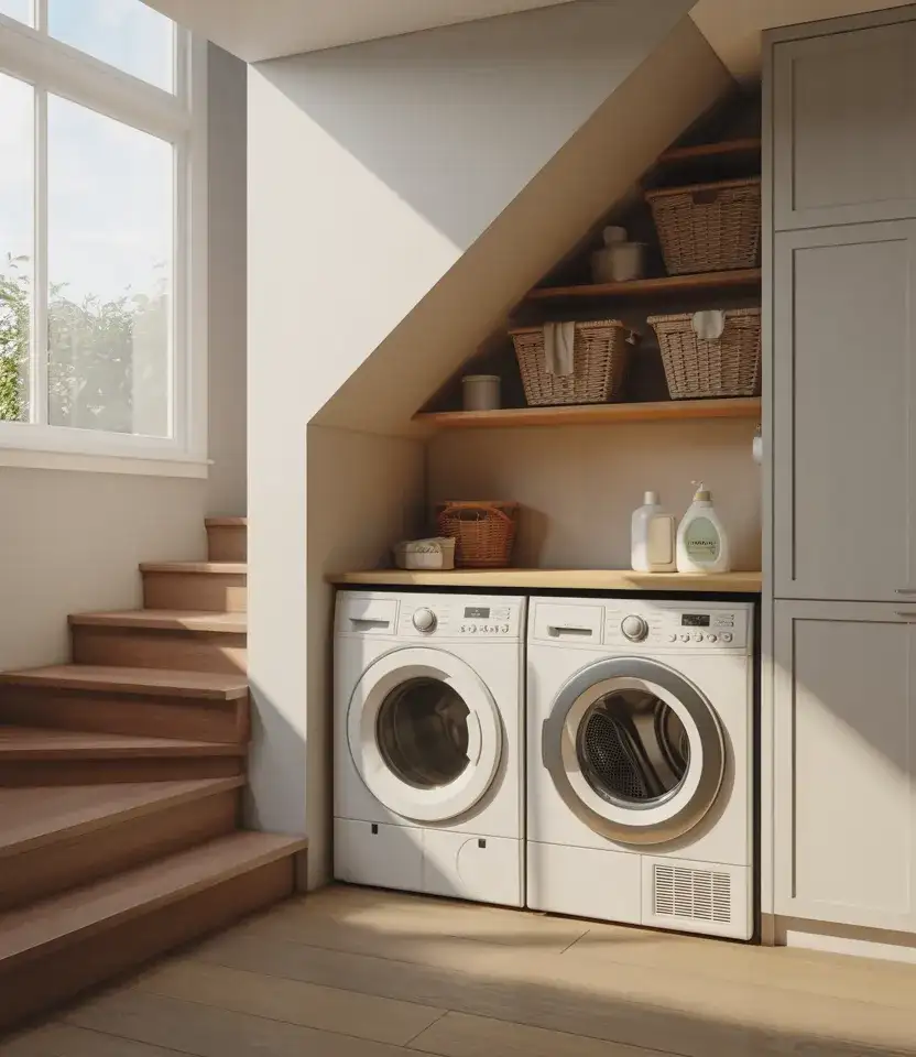 Under Stair Hidden Laundry Space 1