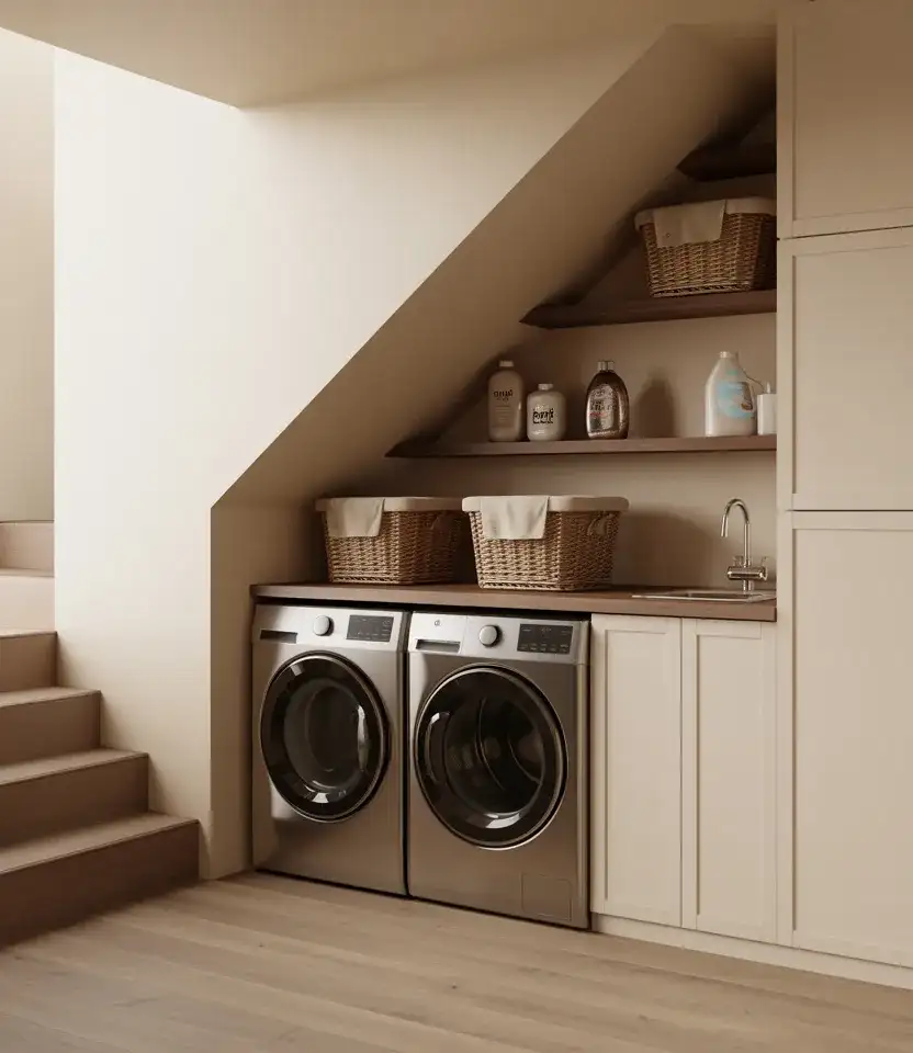 Under Stair Hidden Laundry Space 2