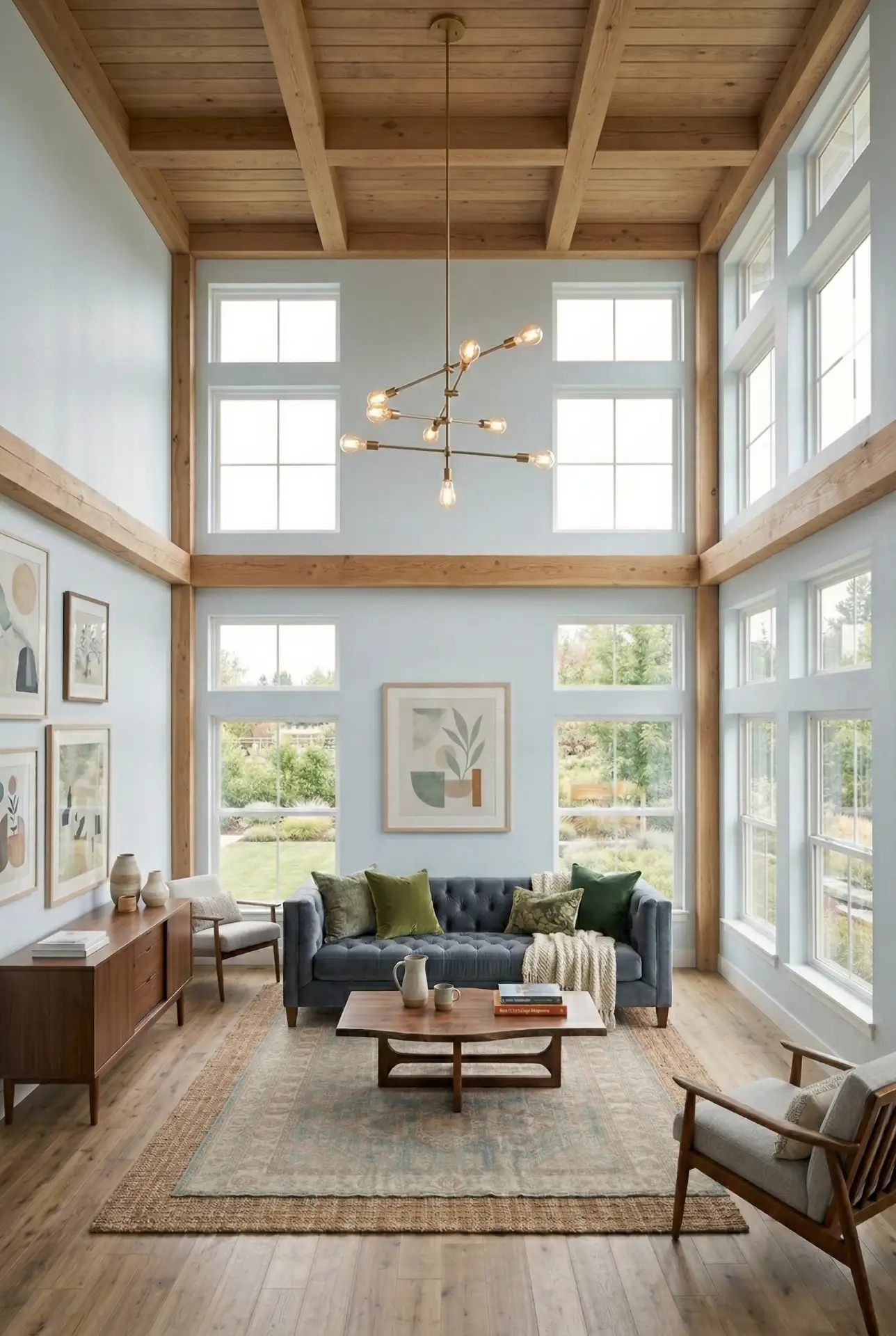 Wood Beams with Warm Pendants 1