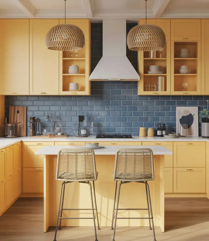 Yellow And Blue Coastal Kitchen 1