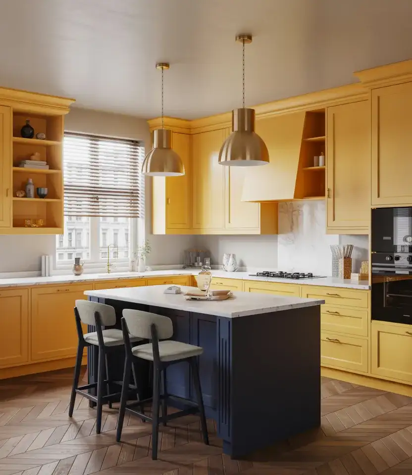Yellow Kitchen With Navy Accents 2