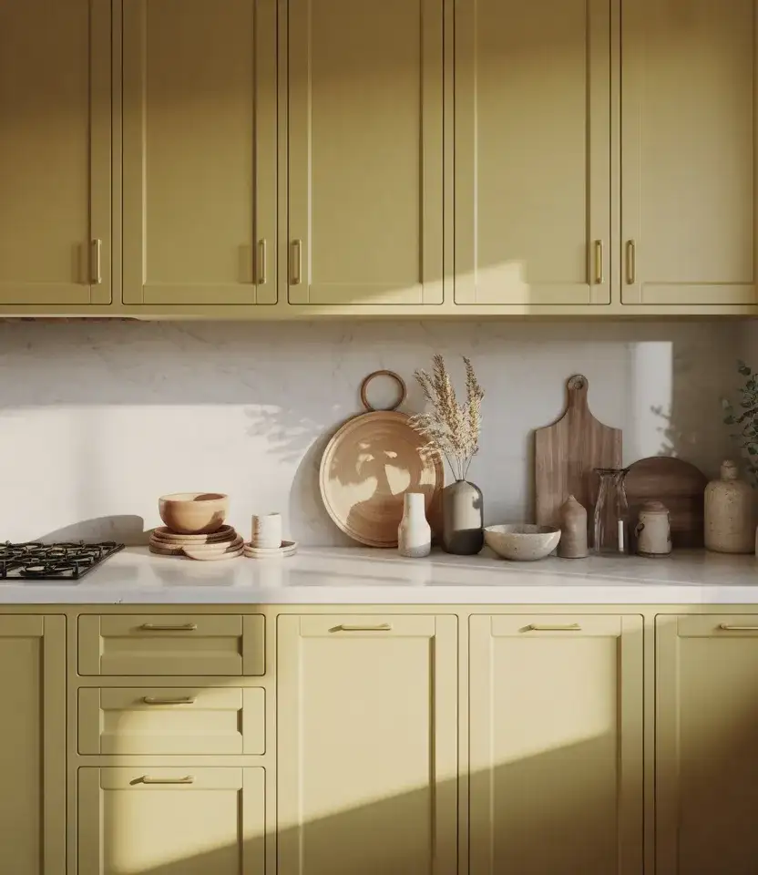 Yellow Kitchen With Soft Neutral Accessories 1