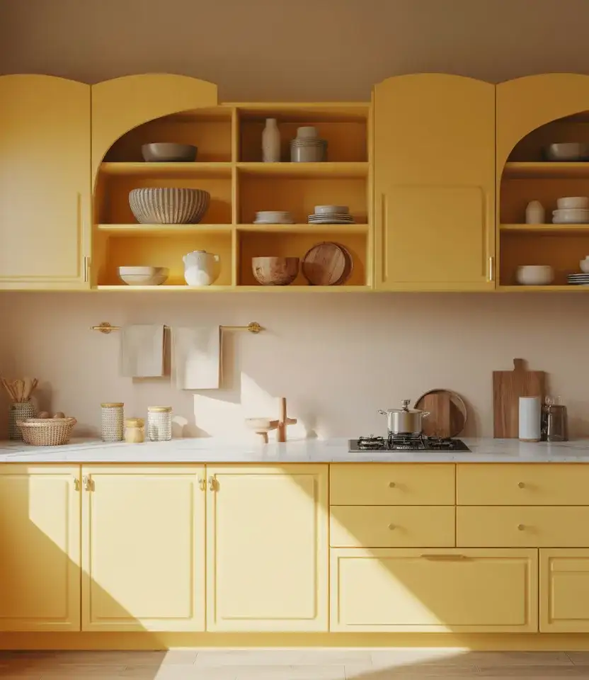 Yellow Kitchen With Soft Neutral Accessories 2
