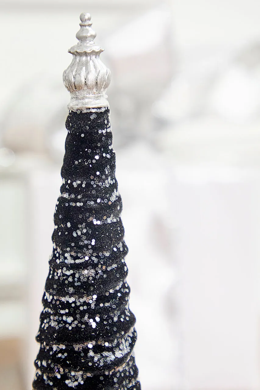 14' Black Flocked Resin Tree