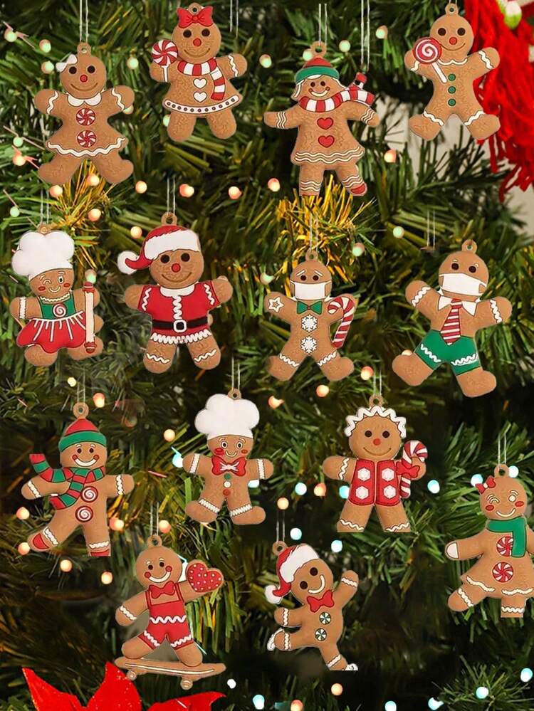 15pcs Gingerbread Man Ornaments: Add Sweet Ambiance To Your Christmas Tree  Decorations! Christmas Halloween Thanksgiving Easter Gifts,Christmas Tree,Santa  Claus,Christmas Decorations,Gingerbread Hou