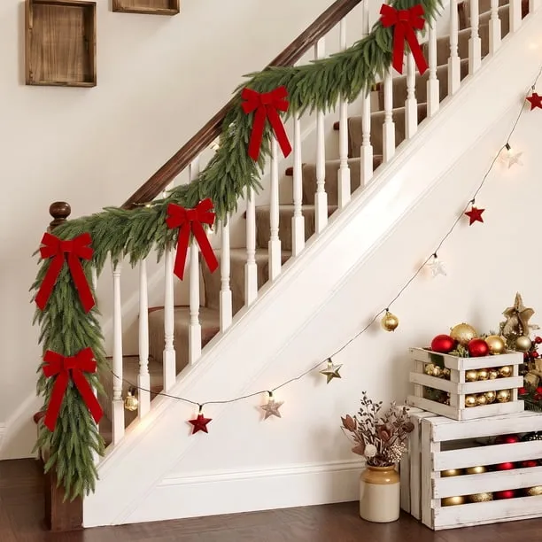 1.8M Artificial Norfolk Pine Garland Realistic Green Foliage Christmas  Garland for Mantel Staircase Wall Door Decor | Flexible Bendable Holiday  Greenery for Fireplace Railings Entryway Window Ledges