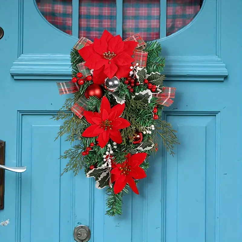 1pc christmas decor wreath christmas flower upside tree - Temu