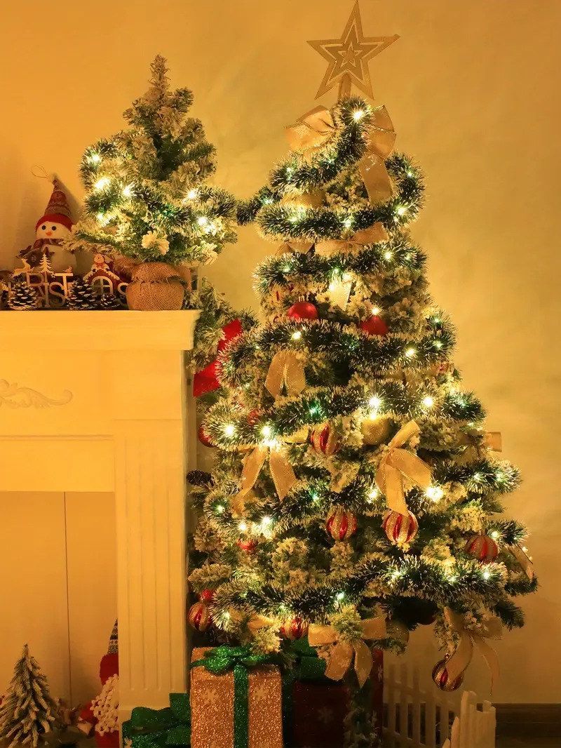 1pc christmas green metallic twist tinsel garland led lights - Temu Bahrain