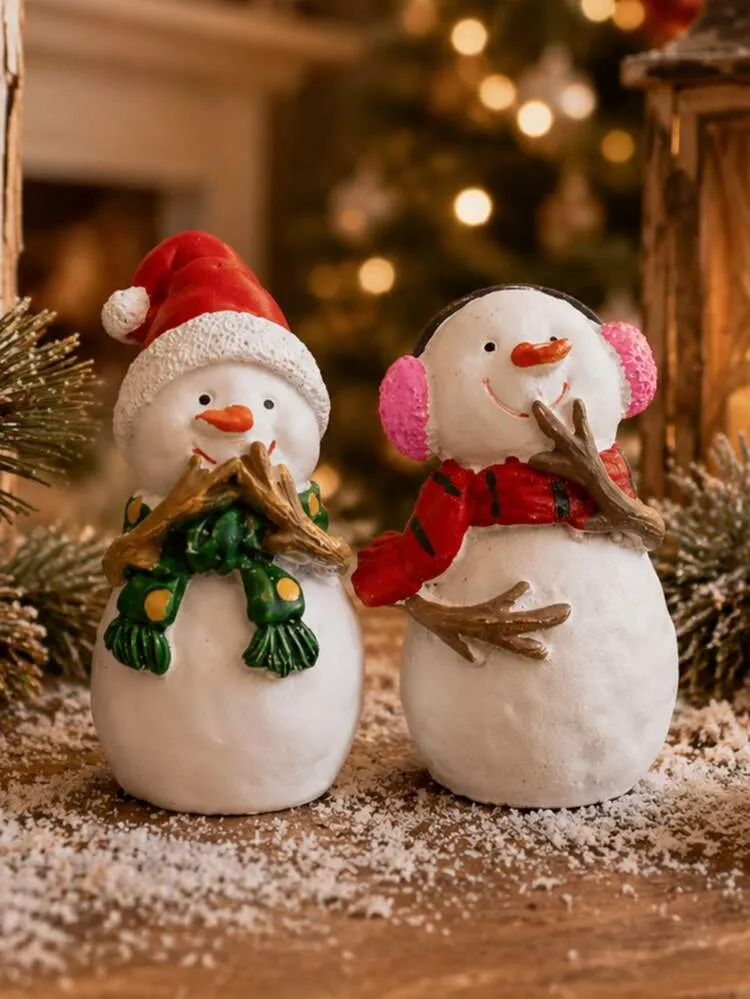1pc Christmas Snowman Desktop Figurine, Christmas Shelf & Fireplace Decor,  Wearing Santa Hat, Ear Muffs & Scarf Accessories, Winter Holiday Tiered  Tray Centerpiece, Cute Cartoon Festive Tabletop ...