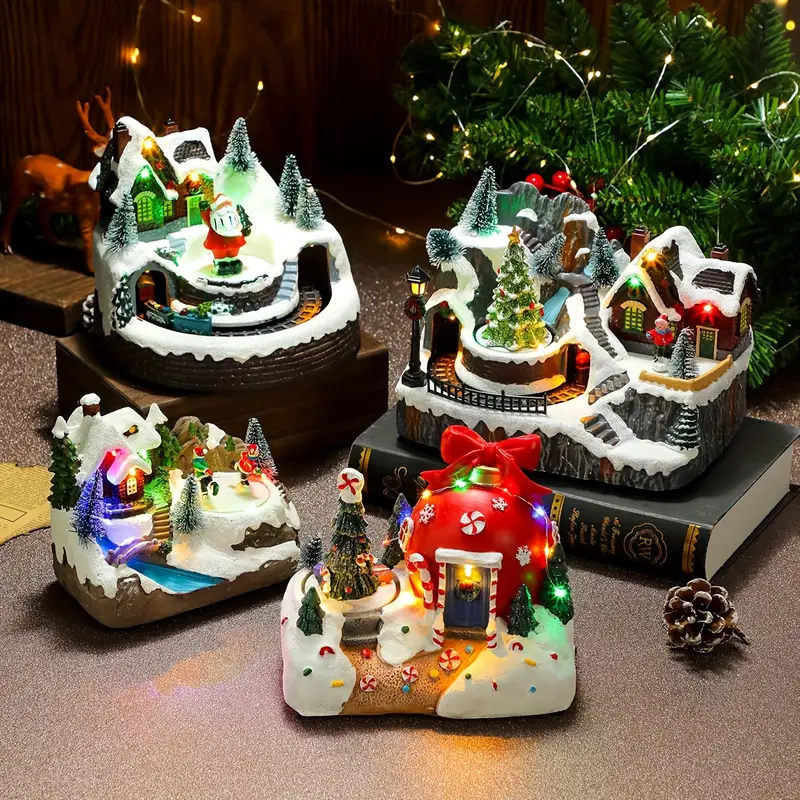 1pc christmas village decoration church house scene mobile - Temu