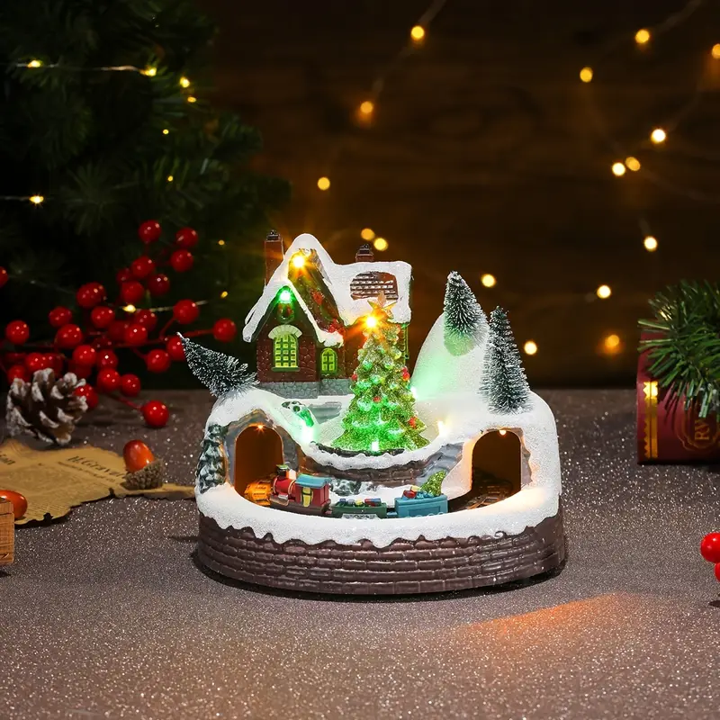 1pc christmas village decoration church house scene mobile - Temu
