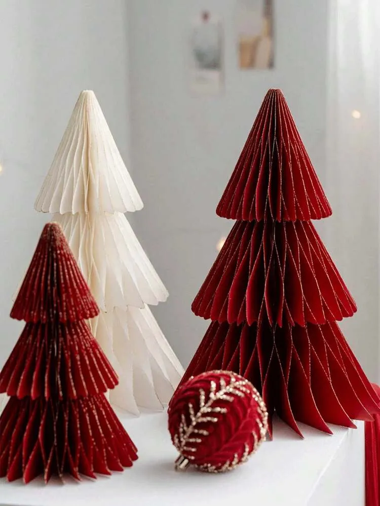 1pc Elegant Scandinavian Folded Paper Tree, Honeycomb Christmas Tree,Magnetic,Durable,Quick  To Assemble Easy To Reuse, Reusable Tabletop Christmas Decor, Christmas  Decorations Desk Decor Accessories