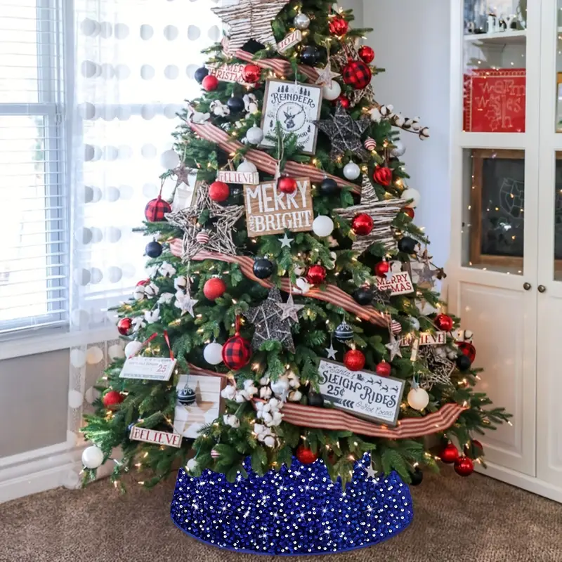 1pc royal blue christmas tree collar sequin merry christmas - Temu New  Zealand